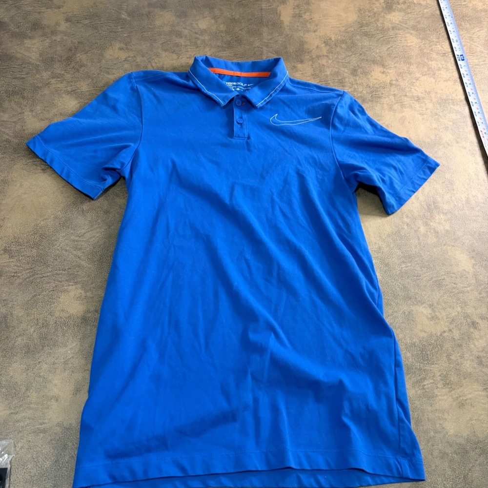 Nike Golf Polo Shirt Mens Small TALL ST‎ Blue Dri-FIT Short Sleeve Sport Swoosh